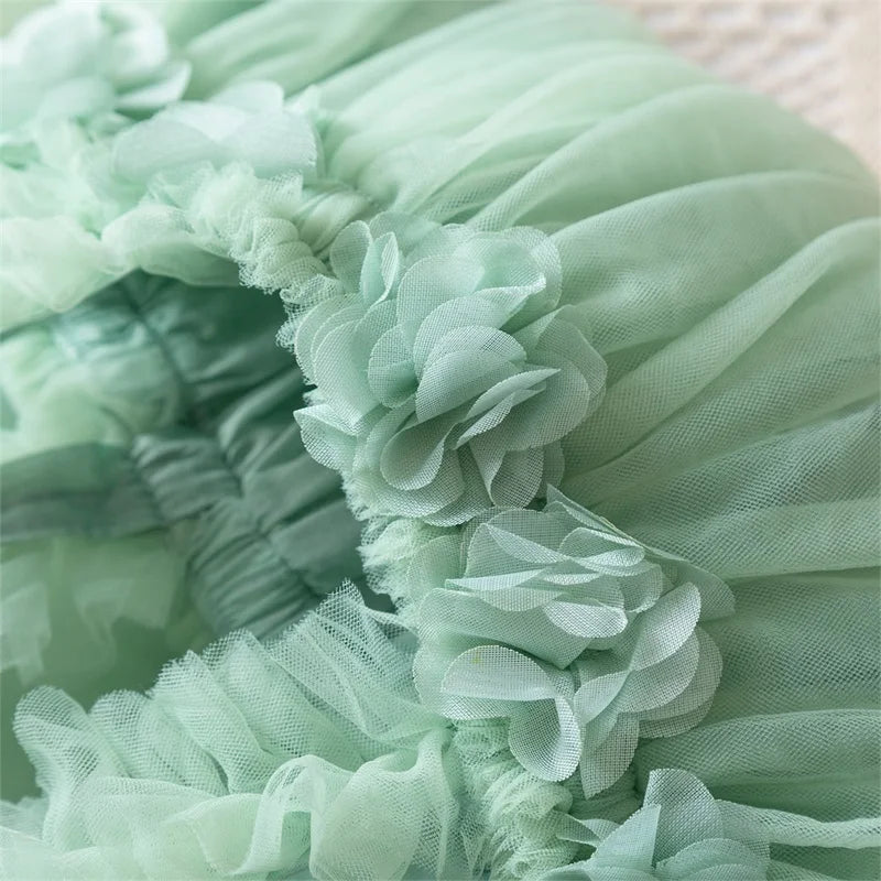 Toddler Girls Princess Dress Children Rainbow Sleeveless Tulle Dress Summer New Baby Birthday Party Vestido Sweet Casual Clothes