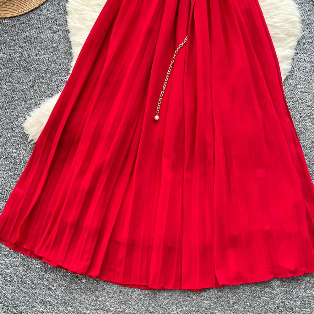 Women Dress Long Dresses Gown Party Night A Line Vestidos Round Neck Ruffles Sleeve Elegant Splice Y2k Streetwear Slim Fit