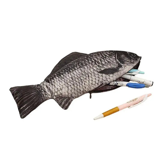 Realistic Carp Pen Bag Fish Shape Make-up Pouch Pen Pencil Case With Zipper Makeup Pouch GiftsToiletry Wash Funny Handbag