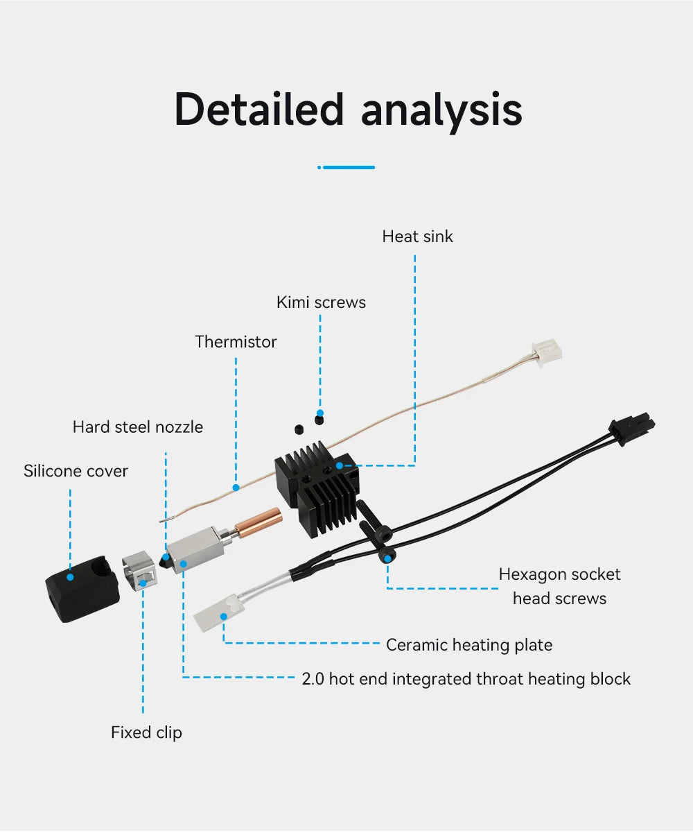 Upgraded Hotend Kit For Qidi X plus 3 / QIDI X max 3 / X smart 3 Hot End Ceramic Heating Rod Print Head For QIDI 3D Printer