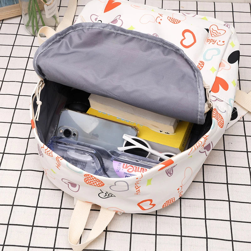 Waterproof Nylon Book Bag Teenage Large Capacity College Backpack Fashion Students School Bag Cute Travel Backbag College Bag