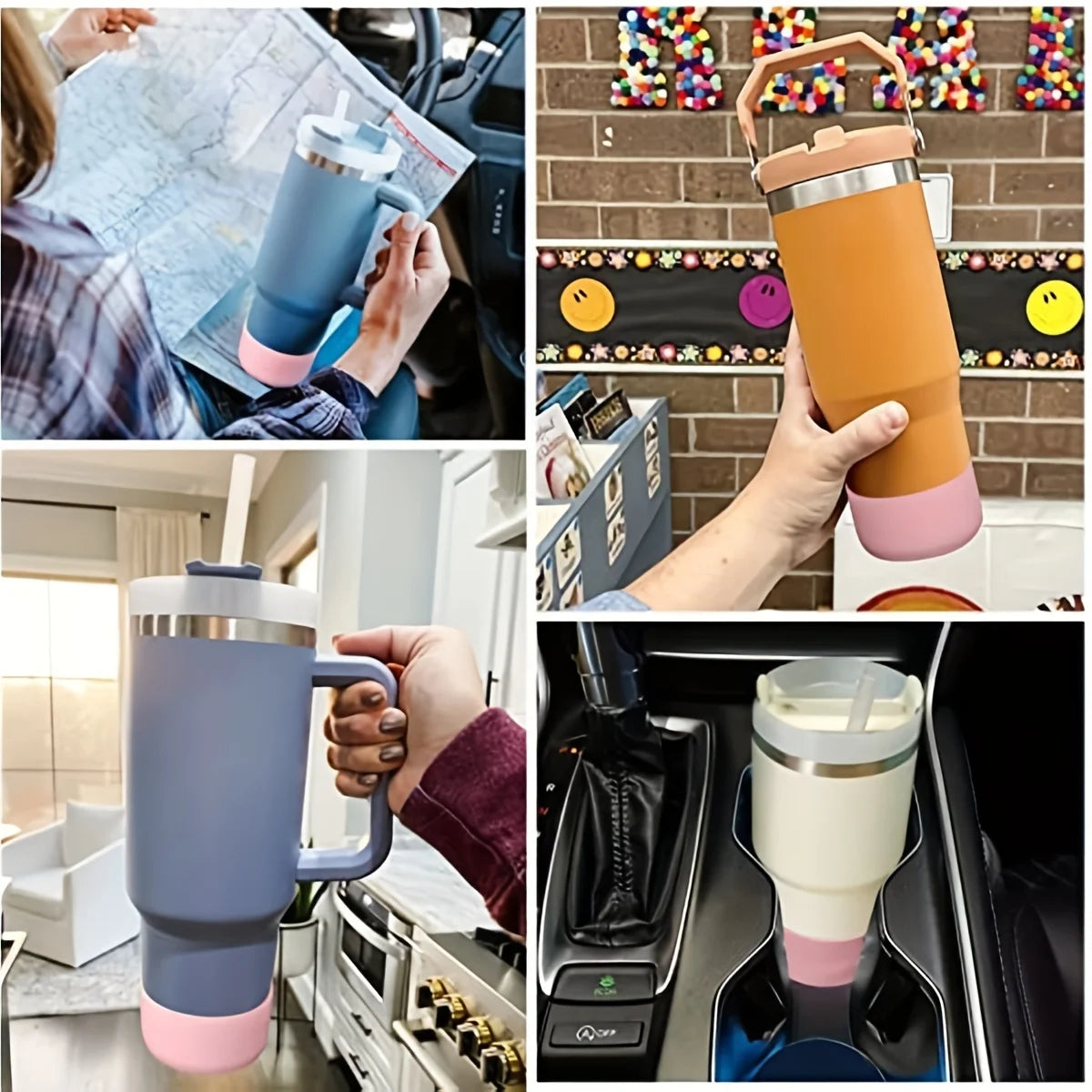 2PCS Silicone Boot Bottom Sleeve Cover for Stanley 40oz Tumbler Quencher Adventure and Ice Flow Flip 30 Oz 20 Oz Water Bottle