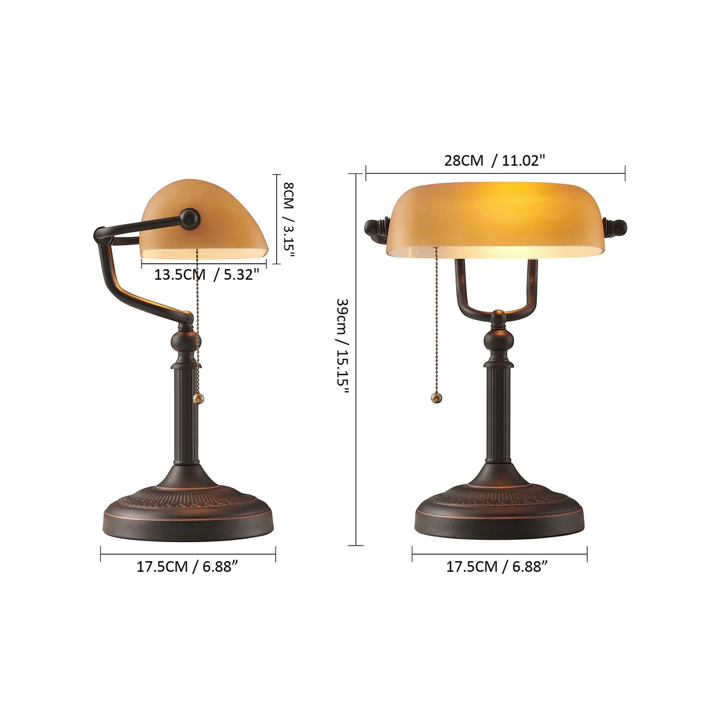 Vintage glass banker‘s lamp zipper switch desk lamp bedroom home stuy restaurant library office light night lamp