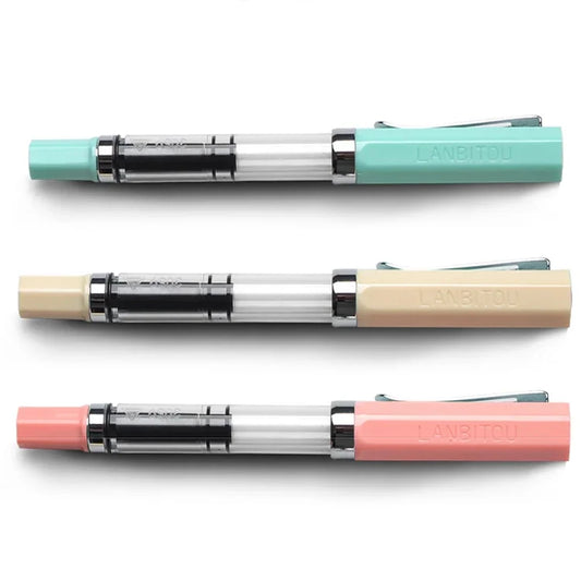 Student Practise Calligraphy Plastic Transparent Fountain Pen F Nib 0.5mm Hooded Nib 0.38mm Color Ink Pens School Supplies