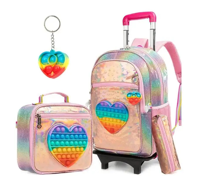 School Wheeled backpack Bag School bag with wheels Trolley Satchel bag Kids School Rolling backpack for girls School Trolley Bag