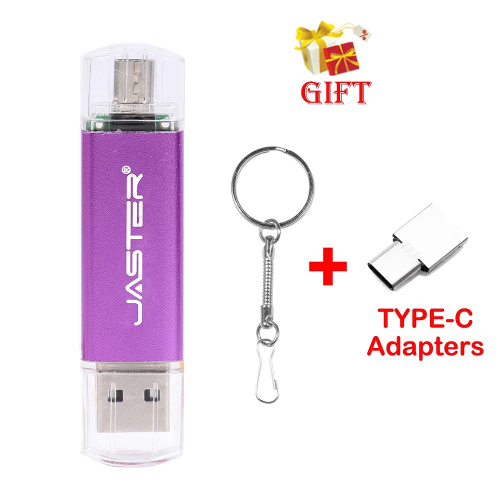 3 In 1 USB Flash Drives 64GB Free TYPE-C Adapters Gifts Pen drive 32GB Black OTG Memory Stick 16GB Key Chain Pendrive 8GB U Disk