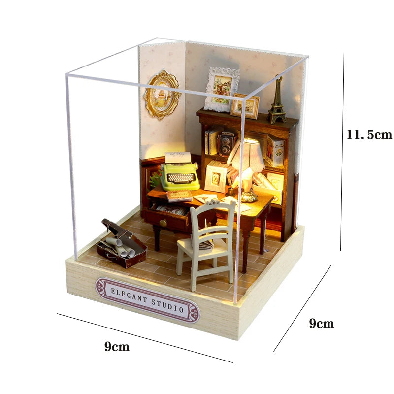 Wooden Miniature Doll House DIY Small House Kit Making Room Toys 3D Puzzle Assembly Building Model Toys for Birthday Gifts