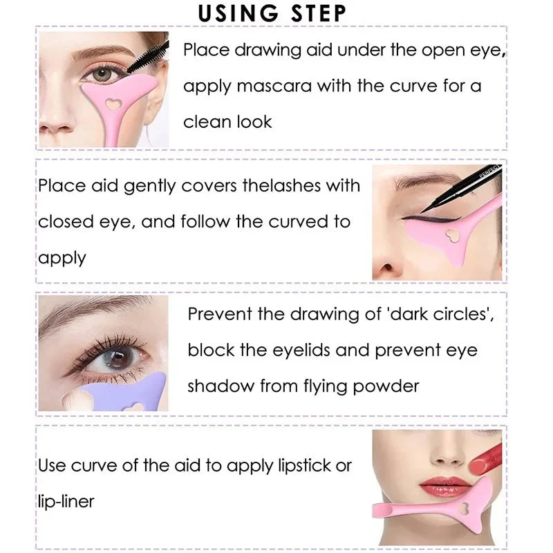 wholesale Multi-functional Eyeliner Stencil Wing Tips Silicone Eyeliner Aid Drawing Lipstick Wearing Aid Reusable Makeup Tools