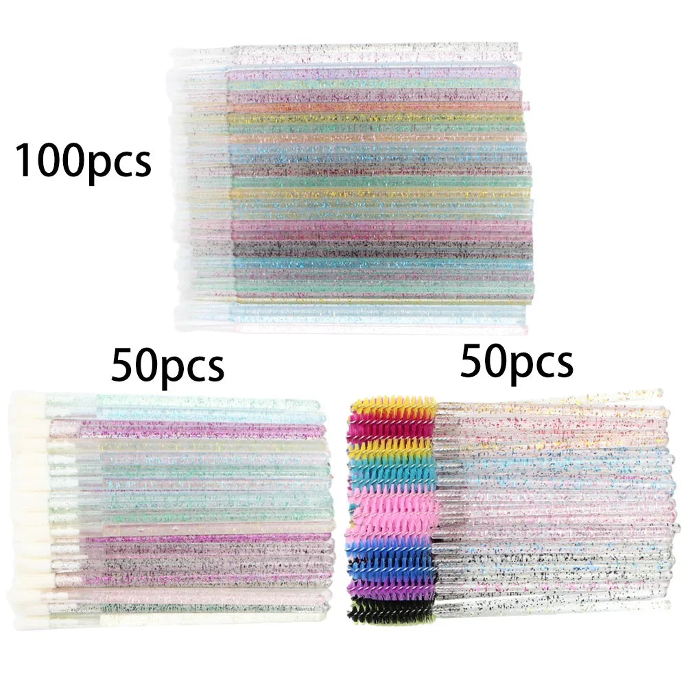 200pcs Disposable Brushes Set Mascara Wands Lip Brushes Microbrush Applicator Swab for Eyelash Extension Eyebrow Makeup Tools