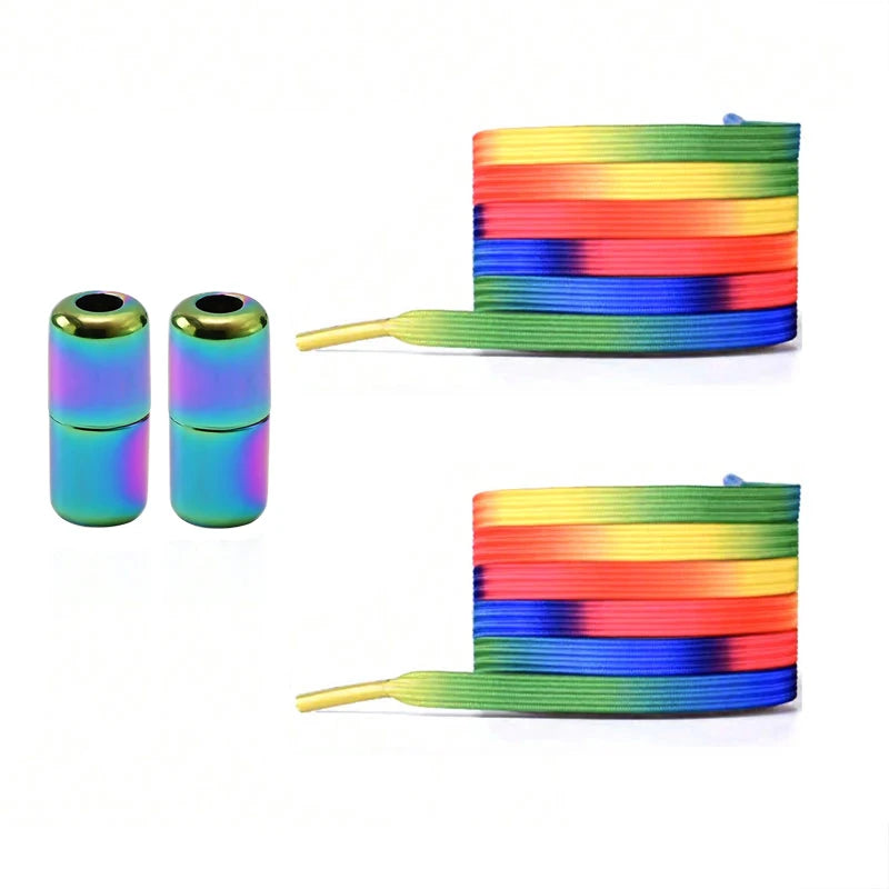 1Pair No Tie Shoe Laces Colorful Buckle Golden Shoelaces Pearl Light Colorful Fashion Without Ties Elastic Laces ﻿