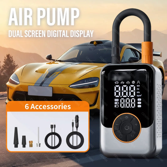 Portable Air Pump Wireless Car Tire Inflator Electric Air Compressor LCD Display Air Injector For Bike Car Motorcycle Tyre Ball