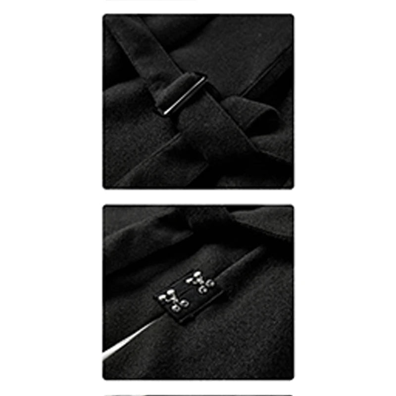 Women Black Gothic Blazer Elegant Vintage 90s Fashion Coat with Belt Y2k Suit Jacket Harajuku Long Sleeve Outwear 2000s Clothes