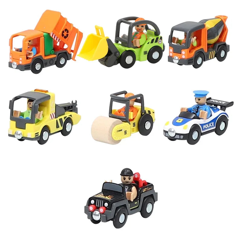 Variety of Optional Rail Car Utility Vehicles Aircraft Compatible with All brands Wooden Tracks Trains Children Car Toy Gifts