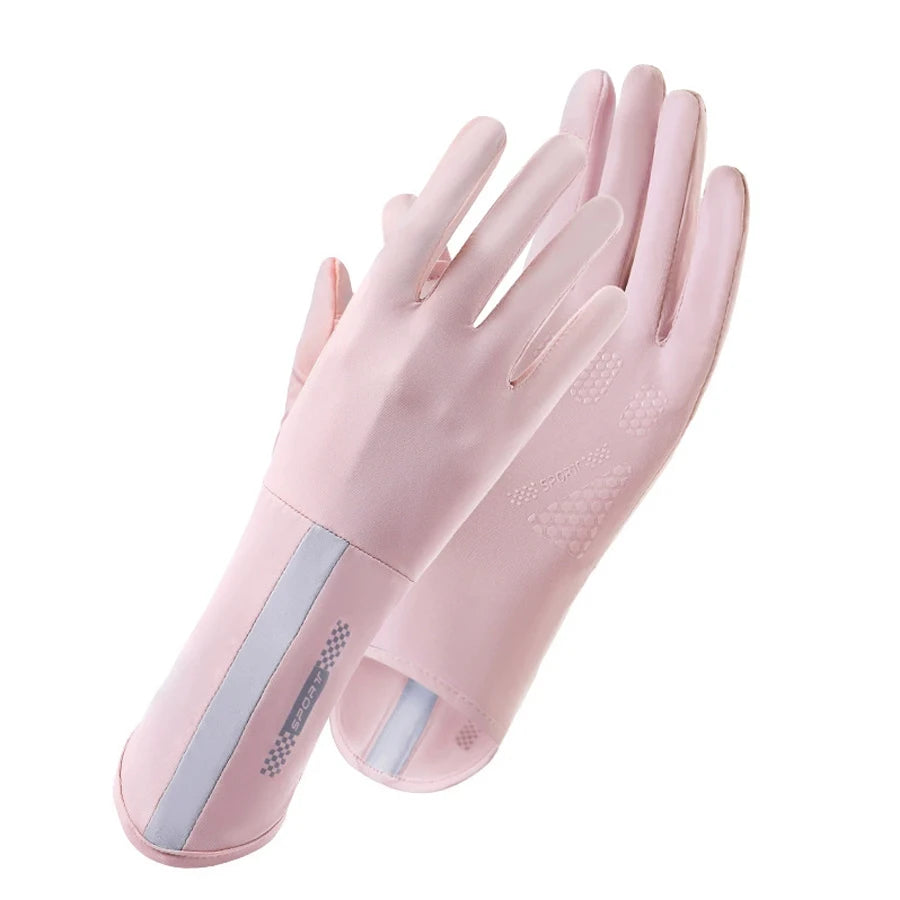 Summer sun protection gloves, anti slip, breathable, UV resistant, touch screen, cool feeling, cycling, outdoor sports, ice silk