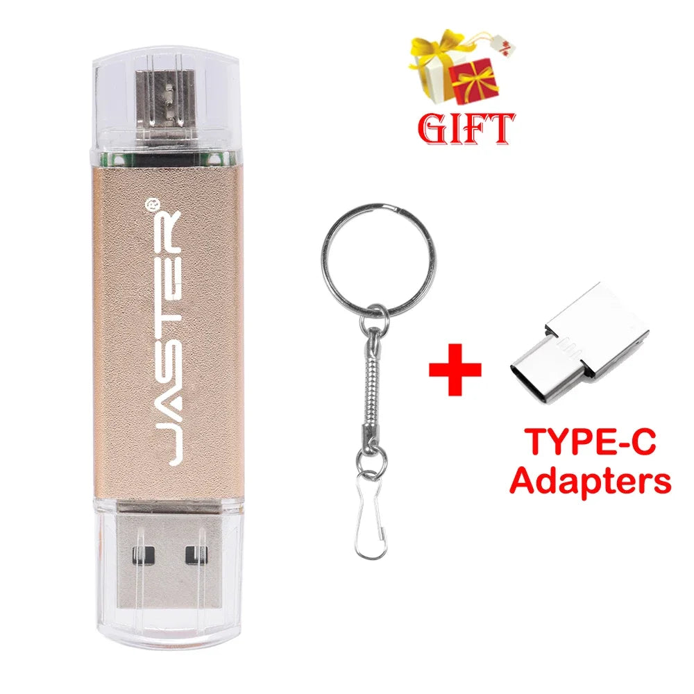 3 In 1 USB Flash Drives 64GB Free TYPE-C Adapters Gifts Pen drive 32GB Black OTG Memory Stick 16GB Key Chain Pendrive 8GB U Disk