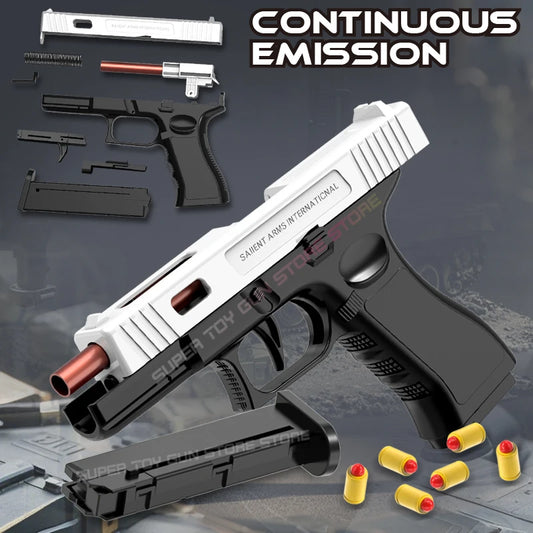 2025.G18 Toy Gun. Air Gun Pistol CS Shooting Weapon Toy Gun Automatic Shell Throwing Soft Bullet Toy Gun (Quick Disassembly)