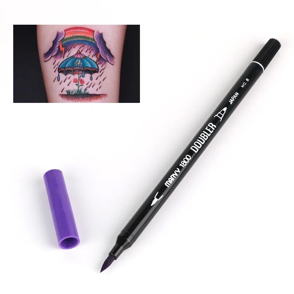 1pcs Double-Headed Eyebrow Oil Ink Tattoo Skin Marker Piercing Marking Pen Tattoo Supply For Waterproof Permanent Makeup Pen