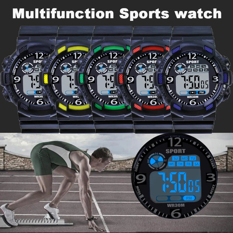 YIKAZE Men's Digital Electronic Watch Sports Glow 55mm Large Dial Student Outdoor Adventure Trend Multifunctional Watches Clock
