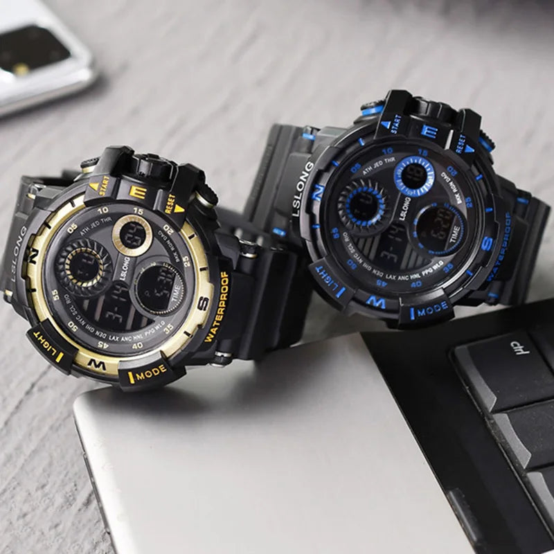 YIKAZE Men's Digital Electronic Watch Sports Glow 55mm Large Dial Student Outdoor Adventure Trend Multifunctional Watches Clock