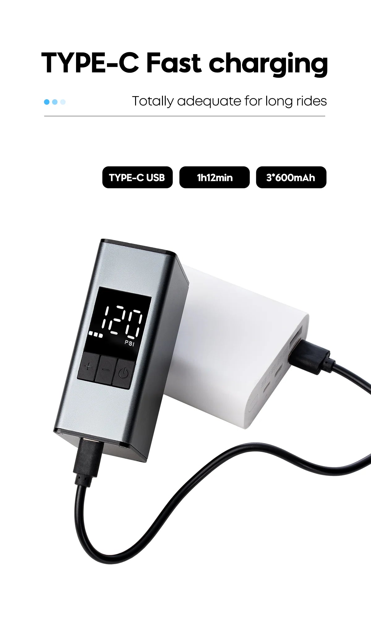 150 PSI Portable Pocket Bike Electric Air Pump Rechargeable Compressor Tire Inflator Digital Gauge Display Tire Pressure Gauge