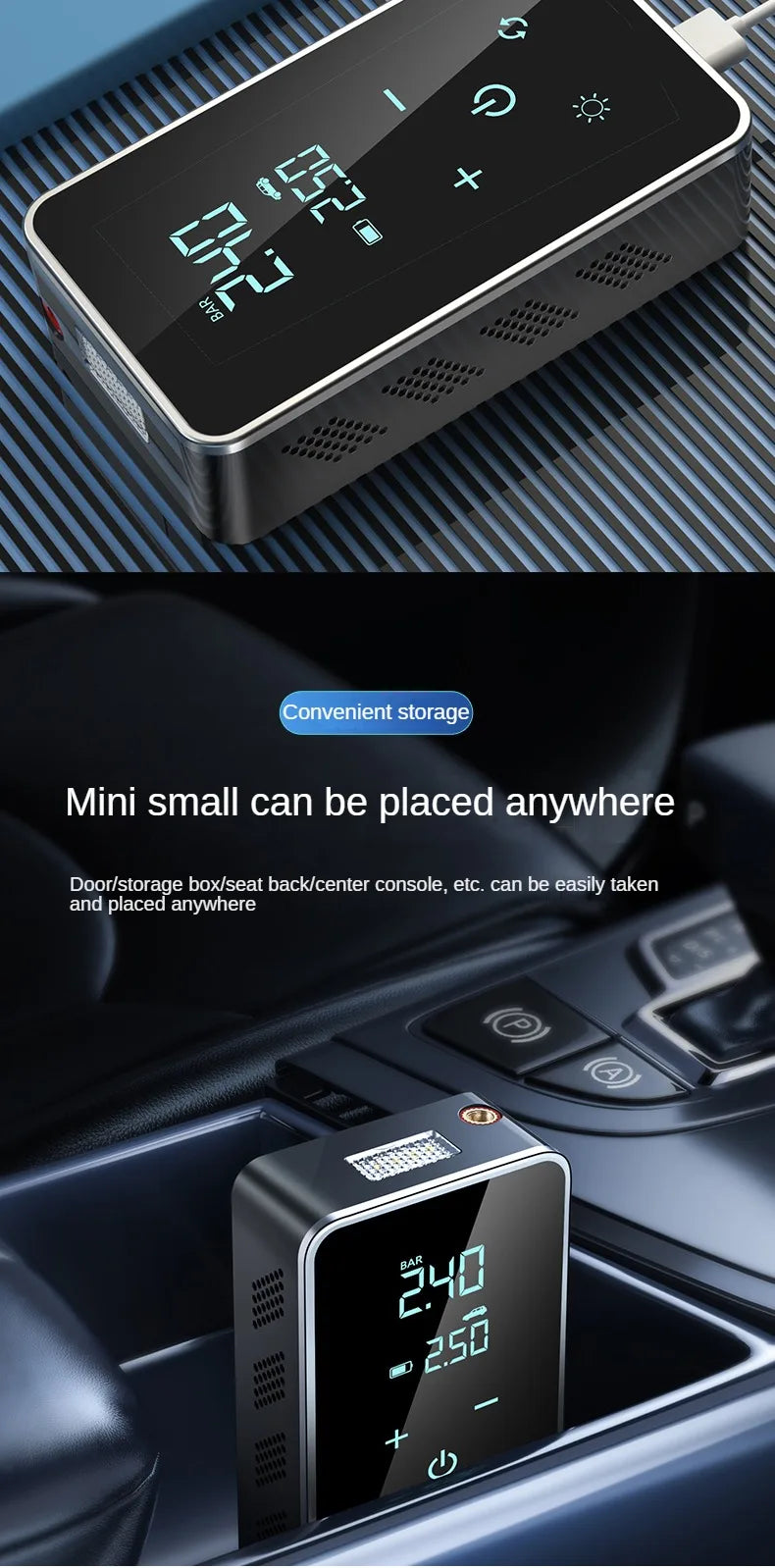 Wireless Air Pump 150psi Touch Screen Portable Electric Tire Inflator For Car Bicycle Motorcycle Mini Air Compressor Injector