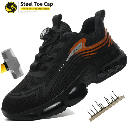 Work Shoes for Men Slip Resistant Comfortable Cushioned Insoles Safety Toe Lightweight Sneakers Anti-smash Industrial Shoes - Belvar