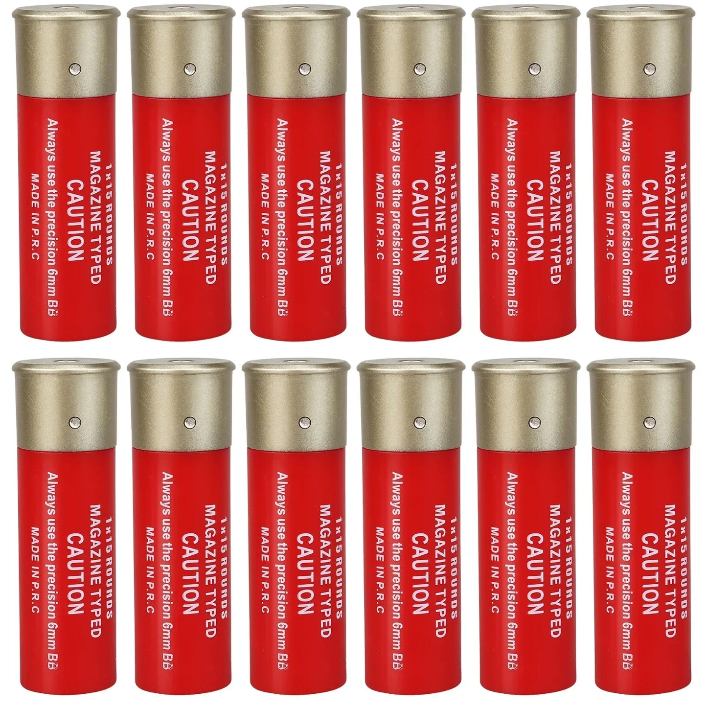 12 Pack Airsoft Shotgun Shells, 15 Round BBs Standard Airsoft Magazine for Multi & Single-Shot Airsoft Shotguns Accessories