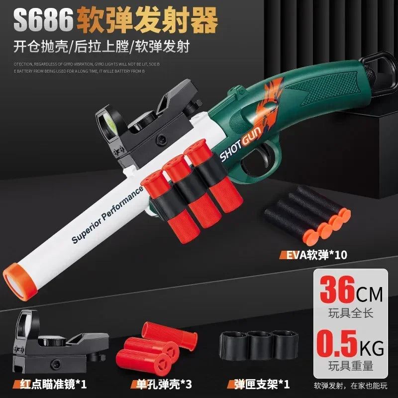 S686 Throwing Shell Toy Gun Soft Bullet Airsoft Launcher Outdoor Sports CS Game Weapon Pistola Shooter Weapon for Boys Gift