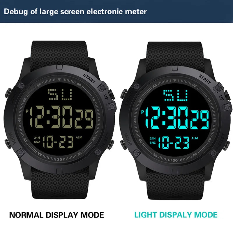YIKAZE Men's Digital Electronic Watch Sports Glow 55mm Large Dial Student Outdoor Adventure Trend Multifunctional Watches Clock
