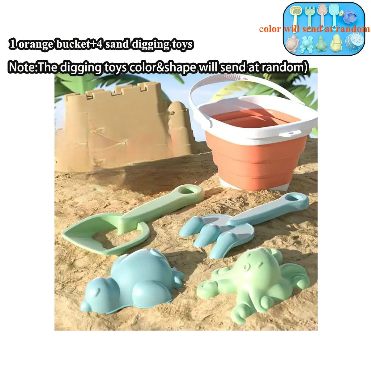 11/5/1 PCS Beach Sand Play Water Set Folding Bucket Summer Toys for Children Kids Outdoor Game Sandbox Accessories Color Random