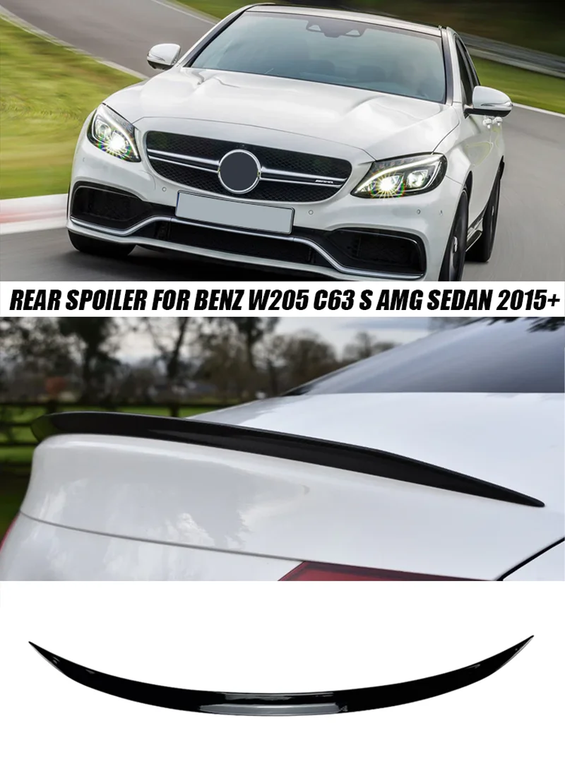 Suitable For Mercedes-Benz C-Class C63 C43 C180 C200 C250 C300 C400 C450 AMG Black Boot Trunk Wing Spoiler W205 Sedan 2015+