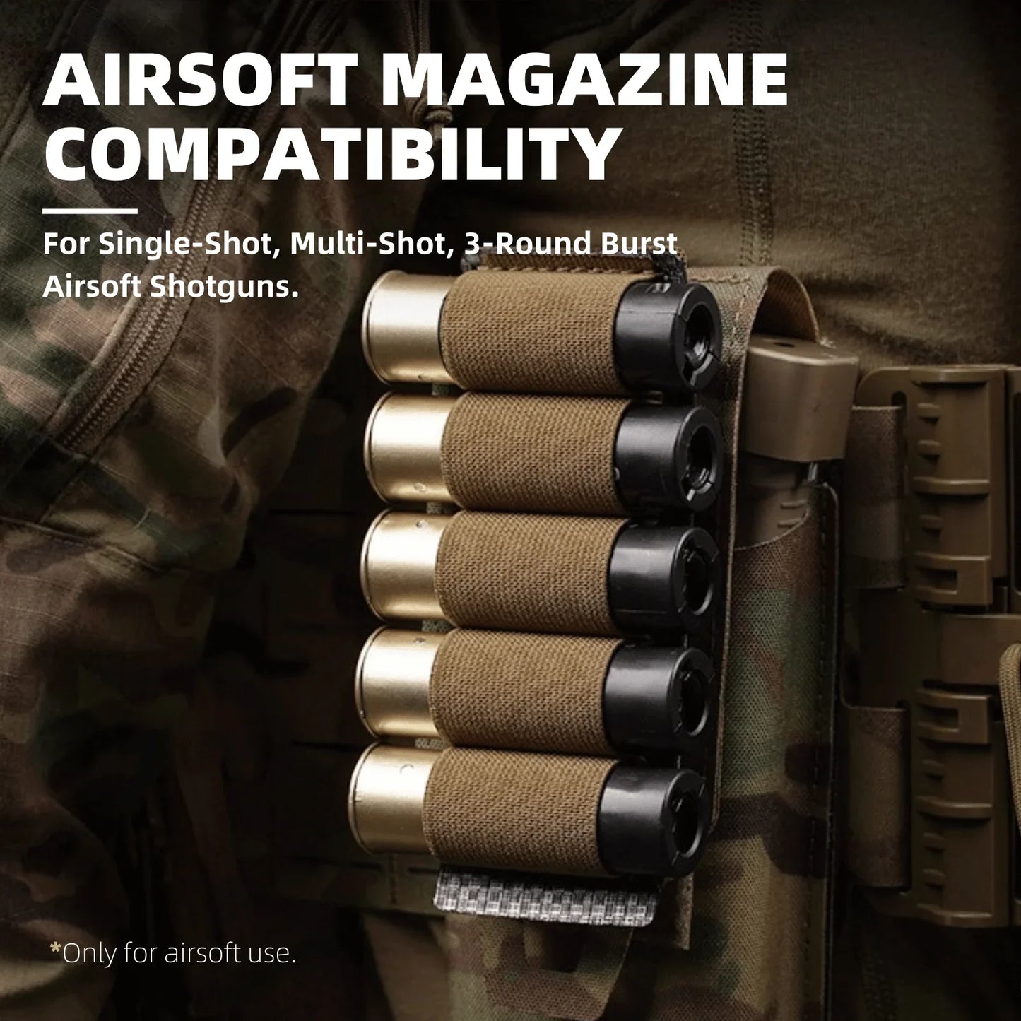 12 Pack Airsoft Shotgun Shells, 15 Round BBs Standard Airsoft Magazine for Multi & Single-Shot Airsoft Shotguns Accessories
