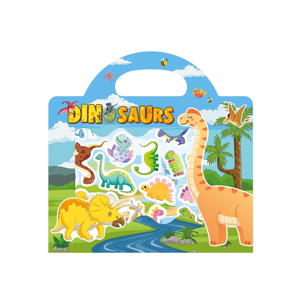 Reusable Cartoon Animal Scene Stickers for Kids DIY Hand-on Puzzle Learning Cognition Puzzle Book Educational Toy Gift for Child