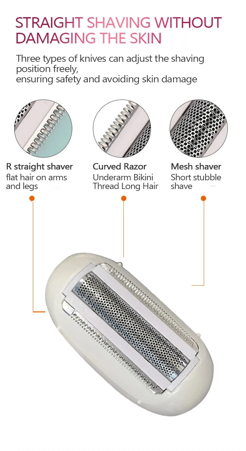 3in1 Rechargeable Women Epilator For Face Body Electric Shaver Female Hair Removal Bikini Trimmer Leg Lady Shaver Callus Remover