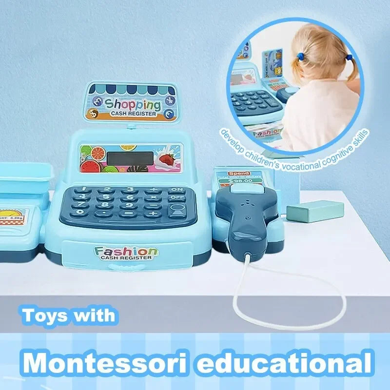 Simulation Shopping Cash House Toys Electronic Game Lighting and Sound Effects Supermarket Cashier Toys Toy for Kids Girl Gifts
