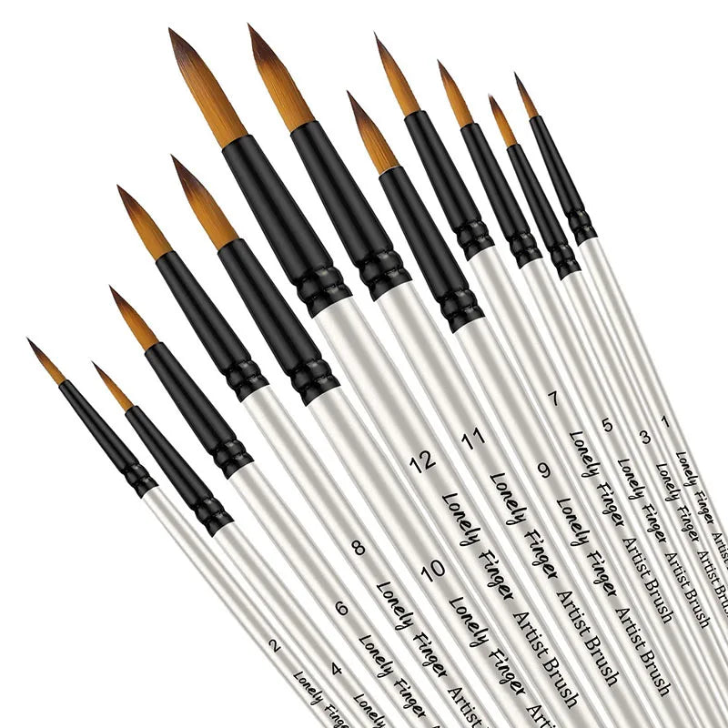 12 Pcs/set Nylon Hair Wooden Handle Watercolor Paint Brush Pen Set Learning DIY Oil Acrylic Painting Art Paint Brushes Supplies