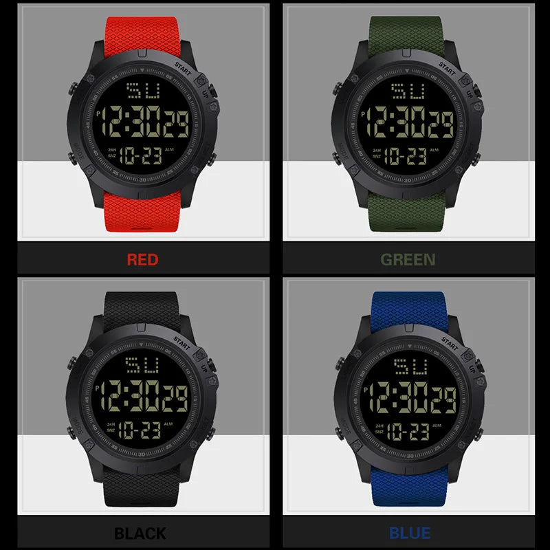 YIKAZE Men's Digital Electronic Watch Sports Glow 55mm Large Dial Student Outdoor Adventure Trend Multifunctional Watches Clock