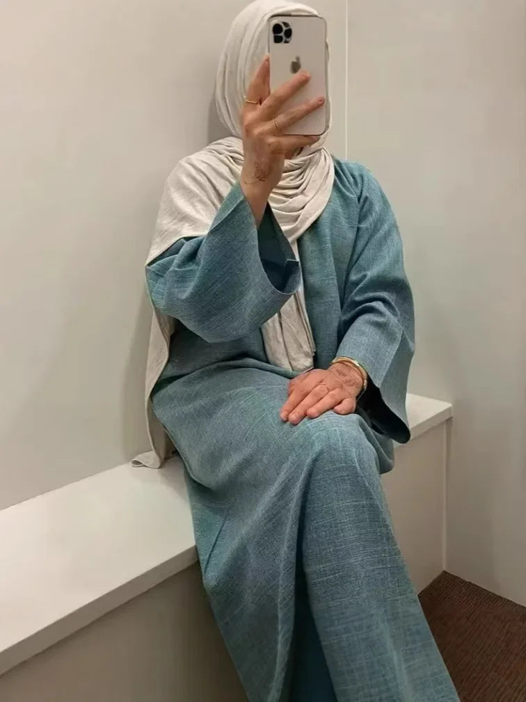 2025 Ramadan Eid Djellaba Plain Modest Muslim Dress Dubai Abaya Turkey Kaftan Kebaya Arabic Robe Women Islam Jalabiya Vestidos