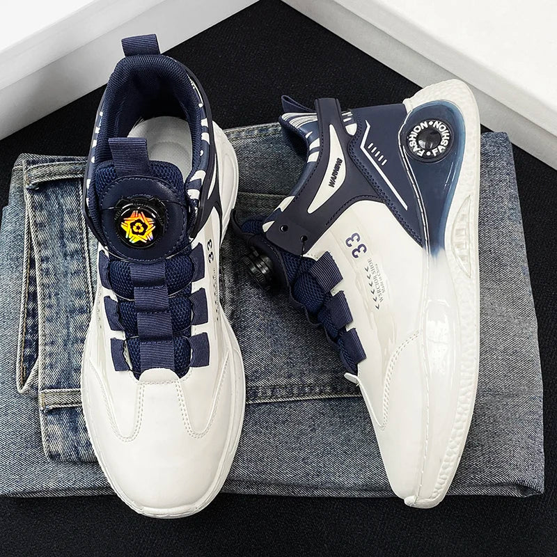 Mens Sneakers with Rotating Buckle Comfy Non Slip Lace up Durable Shoes for Mens Outdoor Activities - Belvar
