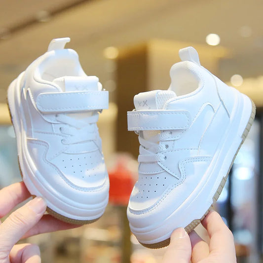 Children's White Shoes Spring and Autumn Kid's Sports Shoes Anti slip Lightweight Boys Board Shoes Soft Sole Baby Casual Shoes - Belvar