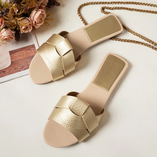 Slippers Women 2025 Summer New Designer Weaving Comfortable Casual Bottom Women's Sandals Trend Flat Slippers Zapatos De Mujer - Belvar
