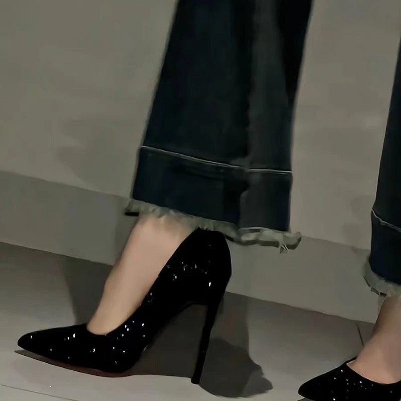 Women's High Heels Summer New Pointy Skinny High Heel Casual Fashion Sequined High Heels Tacones Mujer - Belvar