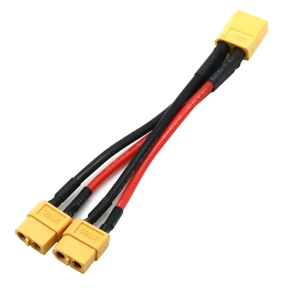 Silicon wire XT60 parallel battery connector male/female cable double extension Y splitter/RC battery motor with 3 way 14AWG