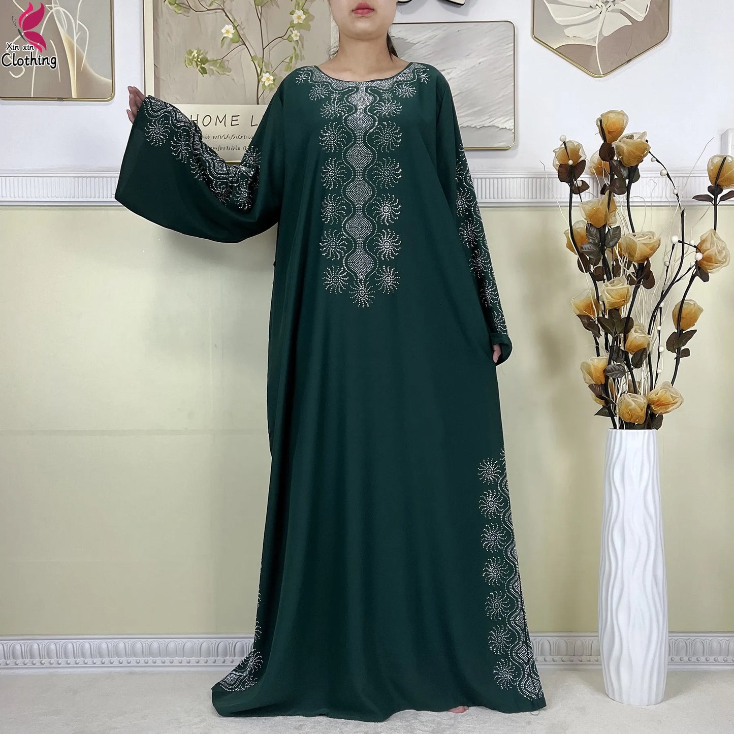 2025New High-Quality Dubai Muslim Abaya for Women Dress Islamic Turkey Femme Clothing Long Sleeve Loose African Dress With Scarf