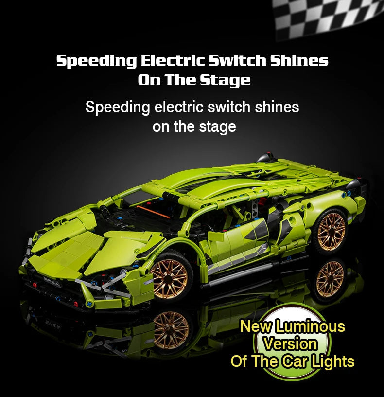 Technical Building Blocks Racing Car Static Model Or Remote Control Electric RC Car Version Optional Construction Toys For Boys