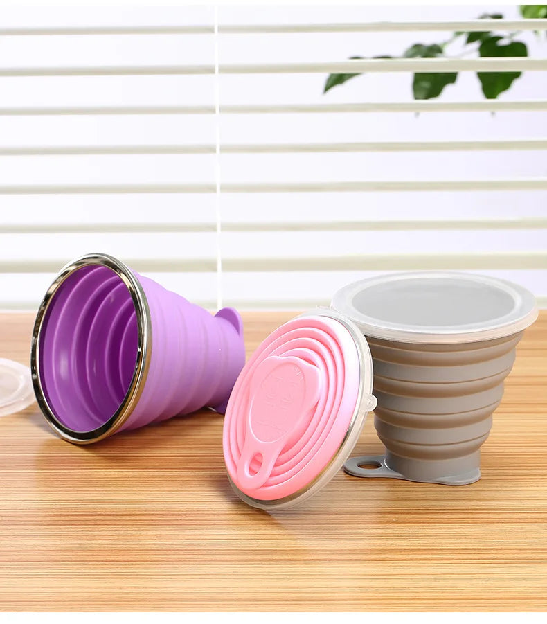 270ML Silicone Collapsible Cups for Camping Foldable Travel Water Bottle Outdoor Travel Cups for Children Reusable Folding Mug