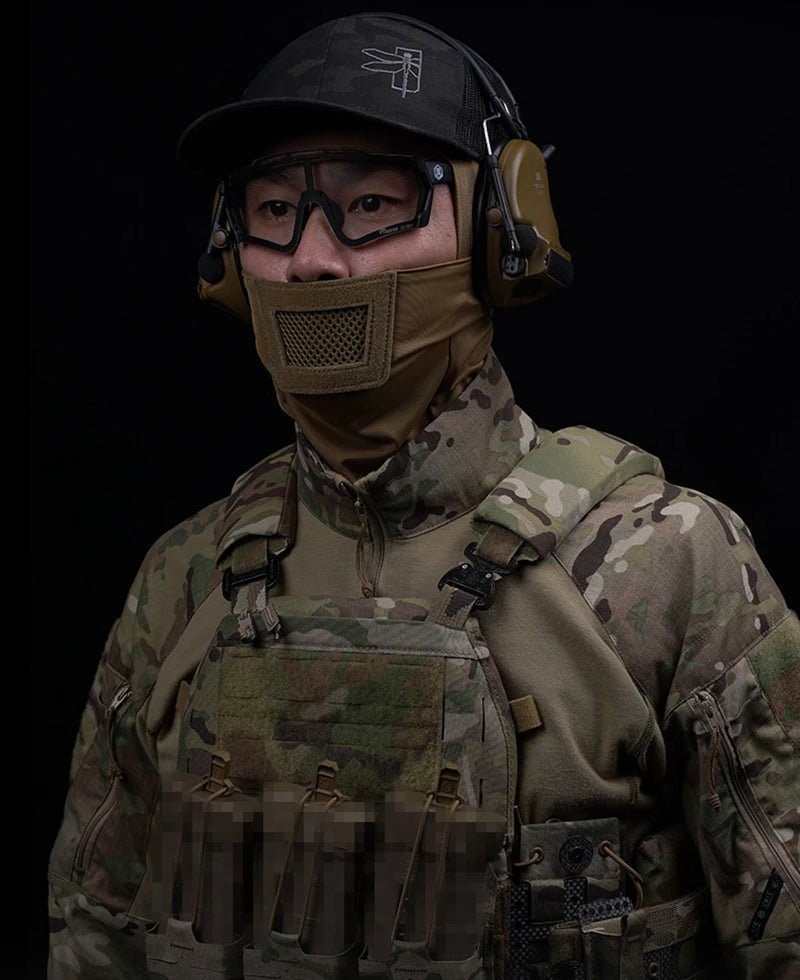 Tactical Knight Mask Outdoor Breathable Elastic Soft Mask Shooting Airsoft Free Ears Face Protective Airsoft Combat Headgear
