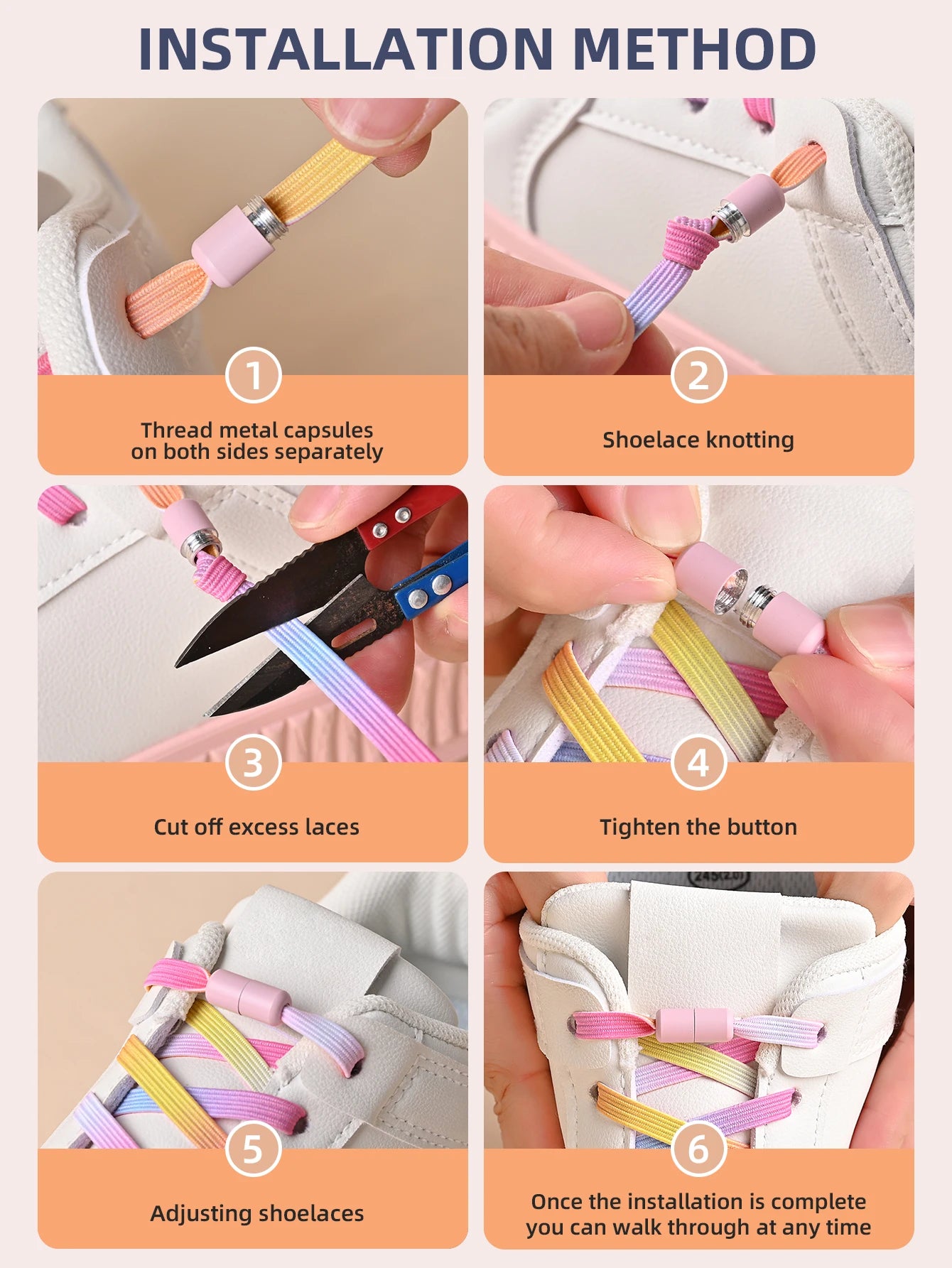 1Pair/2Pairs/4Pairs No Tie Shoe Laces Colorful Buckle Shoelaces Pearl Light Colorful Fashion Without Ties Elastic Laces Sneaker