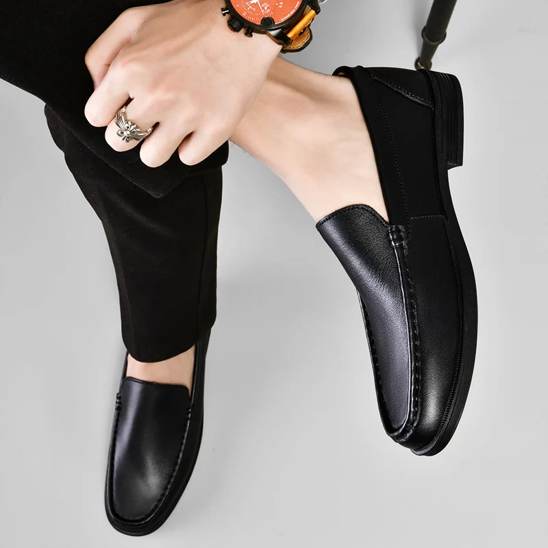 Men's comfortable walking shoes made of genuine leather, one foot loafers, new trendy designer, Mo hot selling driving shoes - Belvar