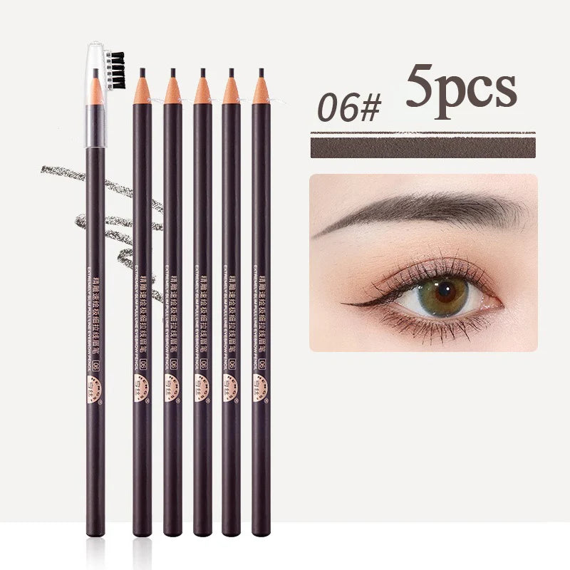 1/3/5/10pcs Ultra-fine Eyebrow Pencil 2mm Line Smooth Soft Eyebrow Pencil Brown Waterproof Long Lasting Make-up Pen with Brush